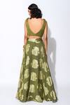 Shop_Rishi and Vibhuti_Green Foiling Georgette V Neck Lehenga And Blouse Set _at_Aza_Fashions