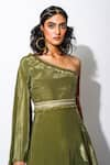 Rishi and Vibhuti_Green Foiling Georgette And Crepe Lining Taxo Kurta Lehenga Set _Online_at_Aza_Fashions