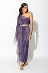 Buy_Rishi and Vibhuti_Purple Crepe And Organza Lining Taxo Embroidery Side Cape & Draped Skirt Set _at_Aza_Fashions