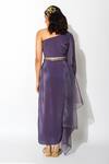 Shop_Rishi and Vibhuti_Purple Crepe And Organza Lining Taxo Embroidery Side Cape & Draped Skirt Set _at_Aza_Fashions