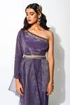 Shop_Rishi and Vibhuti_Purple Crepe And Organza Lining Taxo Embroidery Side Cape & Draped Skirt Set _Online_at_Aza_Fashions