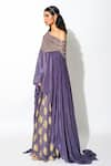 Buy_Rishi and Vibhuti_Purple Georgette And Crepe Lining Taxo Foil One Cape & Lehenga Set _Online_at_Aza_Fashions