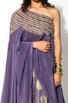 Shop_Rishi and Vibhuti_Purple Georgette And Crepe Lining Taxo Foil One Cape & Lehenga Set _Online_at_Aza_Fashions