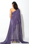 Shop_Rishi and Vibhuti_Purple Georgette And Crepe Lining Taxo Foil One Cape & Pant Set _at_Aza_Fashions