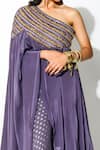 Buy_Rishi and Vibhuti_Purple Georgette And Crepe Lining Taxo Foil One Cape & Pant Set _Online_at_Aza_Fashions