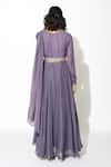 Shop_Rishi and Vibhuti_Purple Georgette Lining Taxo Coin Round Draped Anarkali With Belt _at_Aza_Fashions