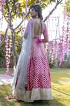 Shop_Rishi and Vibhuti_Pink Raw Silk V Neck Chanderi Embroidered Lehenga Set _at_Aza_Fashions