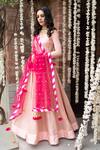 Buy_Rishi And Vibhuti_Pink Net, Chanderi Silk Round Anarkali With Dupatta _at_Aza_Fashions