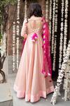 Shop_Rishi And Vibhuti_Pink Net, Chanderi Silk Round Anarkali With Dupatta _at_Aza_Fashions