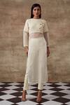 Buy_Rishi and Vibhuti_White Organic Cotton Round Panelled Kurta And Pant Set _at_Aza_Fashions