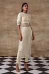 Shop_Rishi and Vibhuti_White Organic Cotton Round Panelled Kurta And Pant Set _at_Aza_Fashions