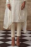 Rishi and Vibhuti_White Organic Cotton, Self Pattern Sequins Halter Crossandra Kurta Set_at_Aza_Fashions