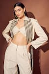 Shop_Rishi and Vibhuti_White Moss Cotton Spread Collar Dori Embroidered Short Jacket And Pant Set _at_Aza_Fashions