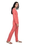 Monisha Jaising_Red Cotton Silk Printed Floral Round Kurta And Pant Set  _Online_at_Aza_Fashions