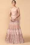 Buy_Tarun Tahiliani_Pink Silk Georgette Asymmetric Neckline Embroidered Lehenga Set _at_Aza_Fashions