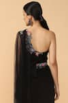 Shop_Tarun Tahiliani_Black Charmeuse Satin Pre-draped Saree With Belt _Online_at_Aza_Fashions