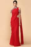 Buy_Tarun Tahiliani_Red Pre-draped Saree_at_Aza_Fashions