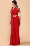 Shop_Tarun Tahiliani_Red Pre-draped Saree_at_Aza_Fashions