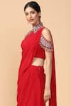 Buy_Tarun Tahiliani_Red Pre-draped Saree_Online_at_Aza_Fashions