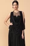 Buy_Tarun Tahiliani_Black Crepe Jersey Round Pre-draped Saree _Online_at_Aza_Fashions