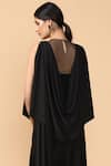 Shop_Tarun Tahiliani_Black Crepe Jersey Round Pre-draped Saree _Online_at_Aza_Fashions