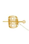 Shop_Zariin_Gold Plated Cutwork Hair Pin _at_Aza_Fashions