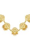 Buy_Zariin_Gold Plated Fresh Water Pearls Cutwork Choker _Online_at_Aza_Fashions