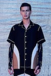 Line out line_Black Cotton Cut And Sew Resort Shirt _at_Aza_Fashions