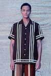 Buy_Line out line_Brown Cotton Contrast Stripe Pattern Resort Shirt  _Online_at_Aza_Fashions