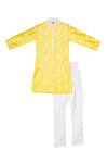 Buy_Little Stars_Yellow Embroidered Kurta Set For Boys_at_Aza_Fashions