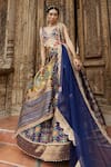 Shop_Aditi Gupta_Blue Lehenga Silk And Embroidery Leaf Neck Set _at_Aza_Fashions