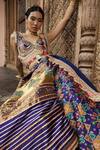 Aditi Gupta_Blue Lehenga Silk And Embroidery Leaf Neck Set _Online_at_Aza_Fashions