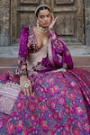 Shop Aditi Gupta Purple Blouse And Dupatta Velvet, Lehenga Silk Floral Motifs Print Panelled Set at Aza Fashions Shop_Aditi Gupta_Purple Blouse And Dupatta Velvet, Lehenga Silk Floral Motifs Print Panelled Set _at_Aza_Fashions