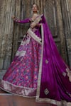 Aditi Gupta Purple Blouse And Dupatta Velvet, Lehenga Silk Floral Motifs Print Panelled Set Online at Aza Fashions Aditi Gupta_Purple Blouse And Dupatta Velvet, Lehenga Silk Floral Motifs Print Panelled Set _Online_at_Aza_Fashions