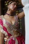 Buy_Aditi Gupta_Coral Lehenga: Jamawar Katan Silk Printed Motifs; Zari Set For Women_Online_at_Aza_Fashions