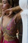 Shop_Aditi Gupta_Coral Lehenga: Jamawar Katan Silk Printed Motifs; Zari Set For Women_Online_at_Aza_Fashions