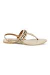 Crimzon_Beige Embroidered Ankle Strap Sandals_Online_at_Aza_Fashions