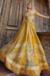 Buy_Aditi Gupta_Yellow Blouse , Lehenga Jamawar Katan Bead Work, Print And Set _at_Aza_Fashions