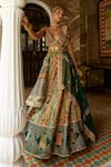 Buy_Aditi Gupta_Green Lehenga Banarasi Silk Hand Embroidered Resham Plunge V Neck Set _at_Aza_Fashions