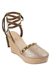 Buy_CRIMZON_Gold Studs Tie-up Platform Wedges_Online_at_Aza_Fashions