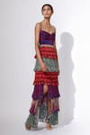 Buy_Saaksha & Kinni_Multi Color Chiffon Hand Micro Pleated Layered Dress _at_Aza_Fashions