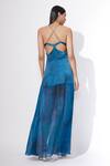 Shop_Saaksha & Kinni_Blue Chiffon, Satin Cutout Maxi Dress_at_Aza_Fashions