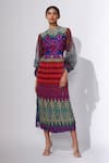 Buy_Saaksha & Kinni_Multi Color Cotton Silk Hand Micro Pleated Dress _at_Aza_Fashions