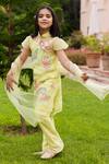 Buy_Panchhi By Kanupriya Tibrewala_Green Organza, Georgette, Net Embroidery Tunic Set_at_Aza_Fashions