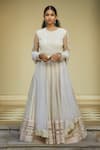 Buy_Jade by Monica and Karishma_White Net Embroidered Floral Round Shweta Anarkali With Dupatta  _at_Aza_Fashions