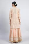 Shop_Sheetal Batra_Peach Kurta And Gharara Chanderi Banarasi Dupatta Eliza Set _at_Aza_Fashions