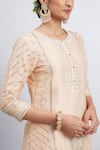 Shop_Sheetal Batra_Peach Kurta And Gharara Chanderi Banarasi Dupatta Eliza Set _Online_at_Aza_Fashions