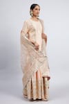 Buy_Sheetal Batra_Peach Kurta And Gharara Chanderi Banarasi Dupatta Erina Set _Online_at_Aza_Fashions