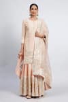 Buy_Sheetal Batra_Peach Kurta And Gharara Chanderi Banarasi Dupatta Erina Set _at_Aza_Fashions