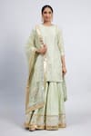 Buy_Sheetal Batra_Green Kurta And Gharara Chanderi Banarasi Dupatta Eliza Set _at_Aza_Fashions